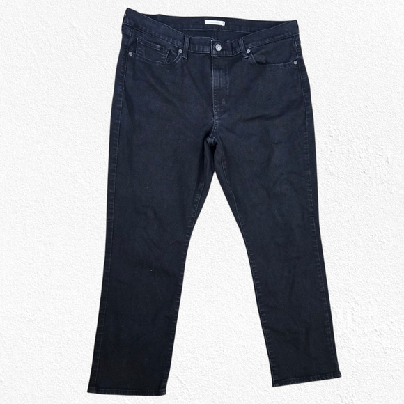 Levi's Black Classic Straight Mid Rise Black Label Straight Leg Jeans Size 18 S - Picture 2 of 10